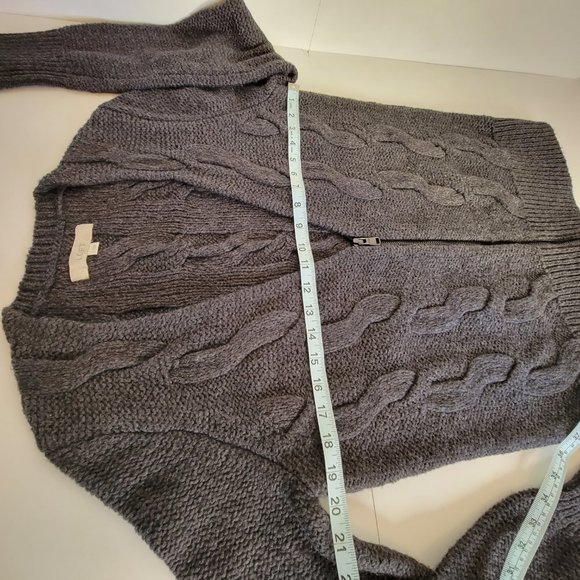 LOFT Dark Grey Women's Zip-Up Cable Knit Cardigan Sweater, Size L, NWOT - Picture 7 of 12